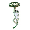 thumbnail image 2 of Broche de hoja de loto Zulema con incrustaciones de imitación de 4,6x2cm solapa esmaltada Verde, 2 of 6