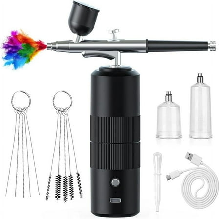 Airbrush Kit with Compressor High Pressure AirBrush Set 0.3mm Nozzle for Nails, Makeup,Black