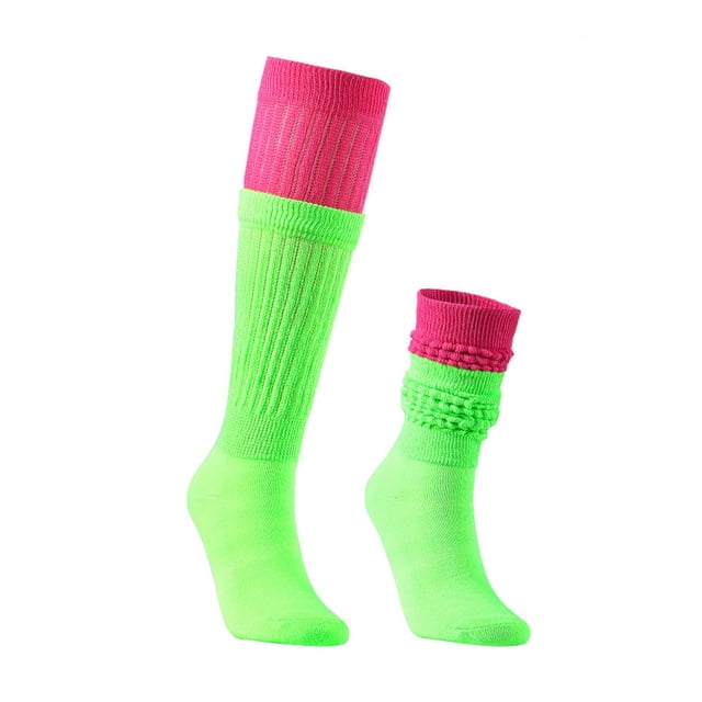 ylioge Compression Socks for Women Trendy Knee-High Stretchy Knitted Color Block Ladies Casual Comfort Basic Slouch Boot Sock