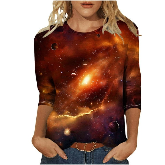 SHE IS Womens 3/4 Sleeve Tops, Fall Shirts for Women Plus Size 2x Womens Long Sleeve Tops Dressy Casual White Black Blouses for Women Sexy Tunic Tops for Women Loose Fit Dressy Plus Size