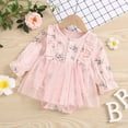 thumbnail image 2 of Pandaie Newborn Baby Girl Romper Dress Flower Embroidery Tulle Tutu Dresses Jumpsuit Princess Long Sleeve One-Piece Bodysuit Outfits Set 0 3 6 12 18 Months, 2 of 4