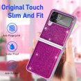 thumbnail image 3 of Dteck Case for Samsung Galaxy Z Flip4,Bling Glitter Leather Case Shockproof Hard PC Cover for Galaxy Z Flip4 5G,Rose, 3 of 5