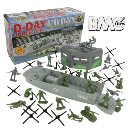 8th Army Ww2 - BMC WW2 D-Day Plastic Army Men - Utah Beach 40pc Soldier Figures Playset