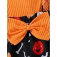 thumbnail image 6 of Cenuakty Baby Girls Halloween Romper Dress Long Sleeve Pumpkin Ghost Skull Print Romper with Bow Headband, 6 of 9