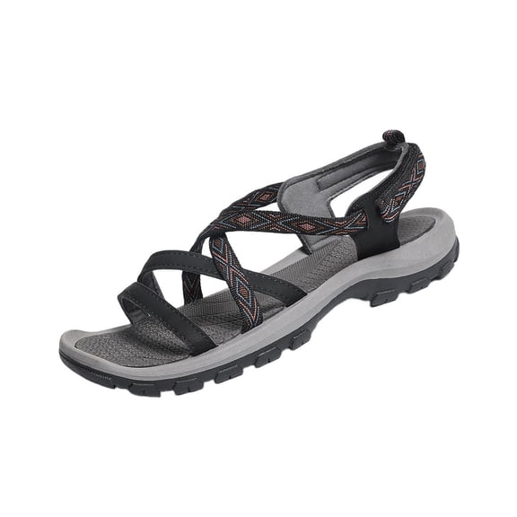 hopeusnice Women's Sandal Flat Heel Open Toe Plus Size Available Soft Sole Durable Construction For Long Wear Black 40