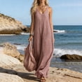 thumbnail image 2 of NMMUED Womens Crochet Sleeveless Dress Casual Summer V Neck Boho Knit Cover Up Beach Vacation Long Tank Dresses Pink XL, 2 of 6