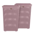 thumbnail image 1 of Kit 2 Cestos de Plástico La Ardilla Con Tapa para Ropa Tipo Rattan (Rosa), 1 of 4