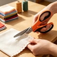 thumbnail image 5 of Cyenie Pinking Shears Stainless Steel, Scalloped Wavy Decorative Scissors for Crafts and Sewing, Comfort Grip Shears for Fabric Paper DIY (Orange Black Rounded), 5 of 5