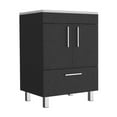 thumbnail image 3 of Depot E-Shop Essential Single Bathroom Vanity with Drawer and Double Door Cabinet, Black, 3 of 6