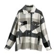 thumbnail image 2 of Womens'Autumn and Winter Fashion Plaid Jackets Plus Size Casual Plaid Turndown Button Cardigan Coat, 2 of 3