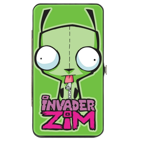 Nickelodeon Wallet, Hinged, Invader Zim GIR Pose and Logo with GIR and Costume Pose Green, Vegan Leather