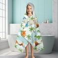 thumbnail image 6 of LightBlue Cartoon Dinosaurs Volcanoes Palms Patter Hooded Bath Towel，60"x35" for Ages 3 To 12 Kids, Quick Dry Lightweight Soft Microfiber Hood Beach Towel Cover Up for Kids, 6 of 7