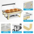 thumbnail image 2 of HomGarden 4 pack Chafing Dishes 8QT Catering Chafer Set Stainless Steel Food Warmers Gold & Silver Foldable Frame with Lid, Pans & Fuel Holders for Buffet, Parties, Weddings, 2 of 10