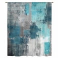 thumbnail image 2 of Teal Grey Sheer Curtains 45 Inches Long, Modern Oil Painted Abstract Art Aesthetics Light Filering Curtains, Breathable Simi Curtain Privacy Drapes for Kitchen Bathroom Small Window Treatment, 2 of 9