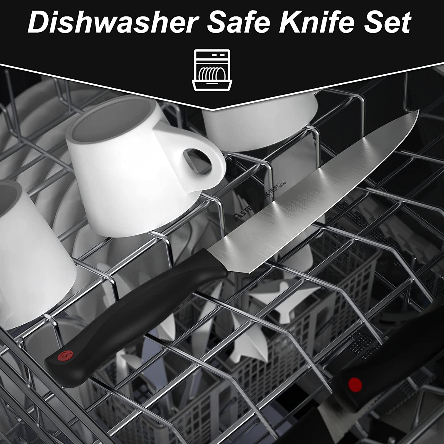 Knife Set, Astercook 21 Pieces Knife Sets for Kitchen with Block,  Dishwasher Saf