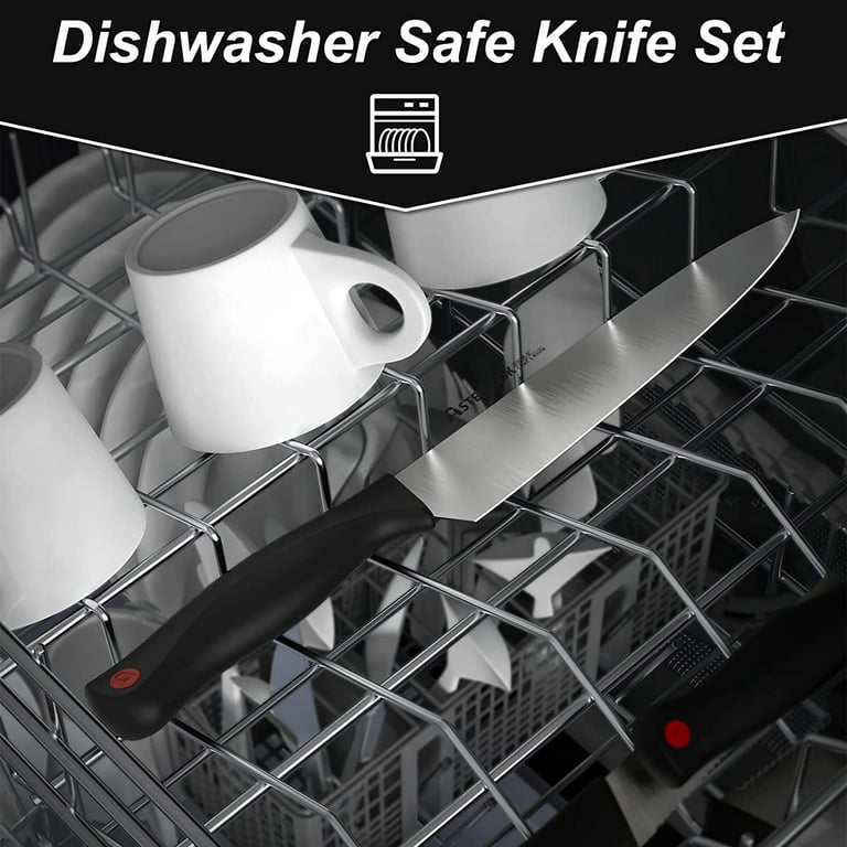 Knife Set, Astercook 15 Pieces Knife Sets for Kitchen with Block Triple  Rivet High Carbon Stainless Steel Kitchen Knife Set with Sharpener,  Dishwasher Safe, Black - Yahoo Shopping