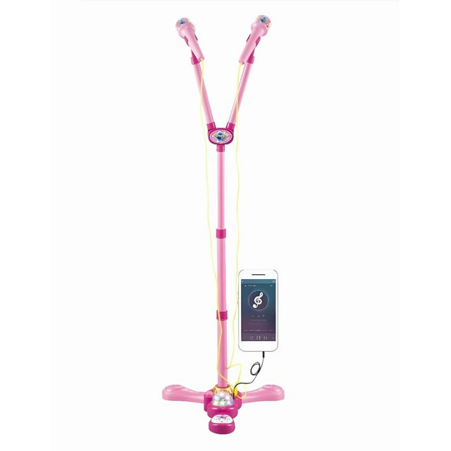 Karaoke Juguete De 2 Micrófonos, Luz, Sonido Mp3, Ajustable Rosa