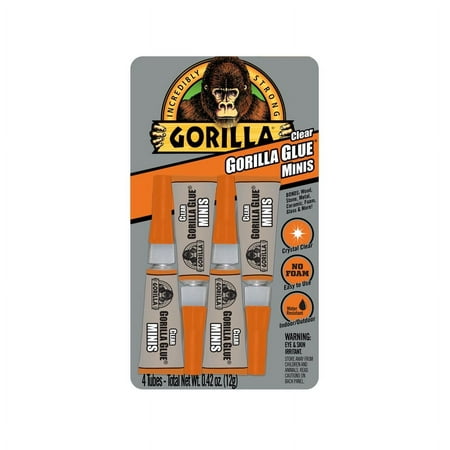 Gorilla Clear Glue Minis, Four 3 Gram Tubes, Clear, (Pack of 1)