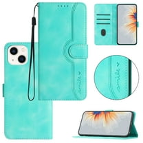 Wallet Case for iPhone 14, with Card Slots [RFID Blocking],Durable Flip Folio Kickstand Magnetic Closure Leather Wallet Wrist Strap Women Men Case For iPhone 14, Green