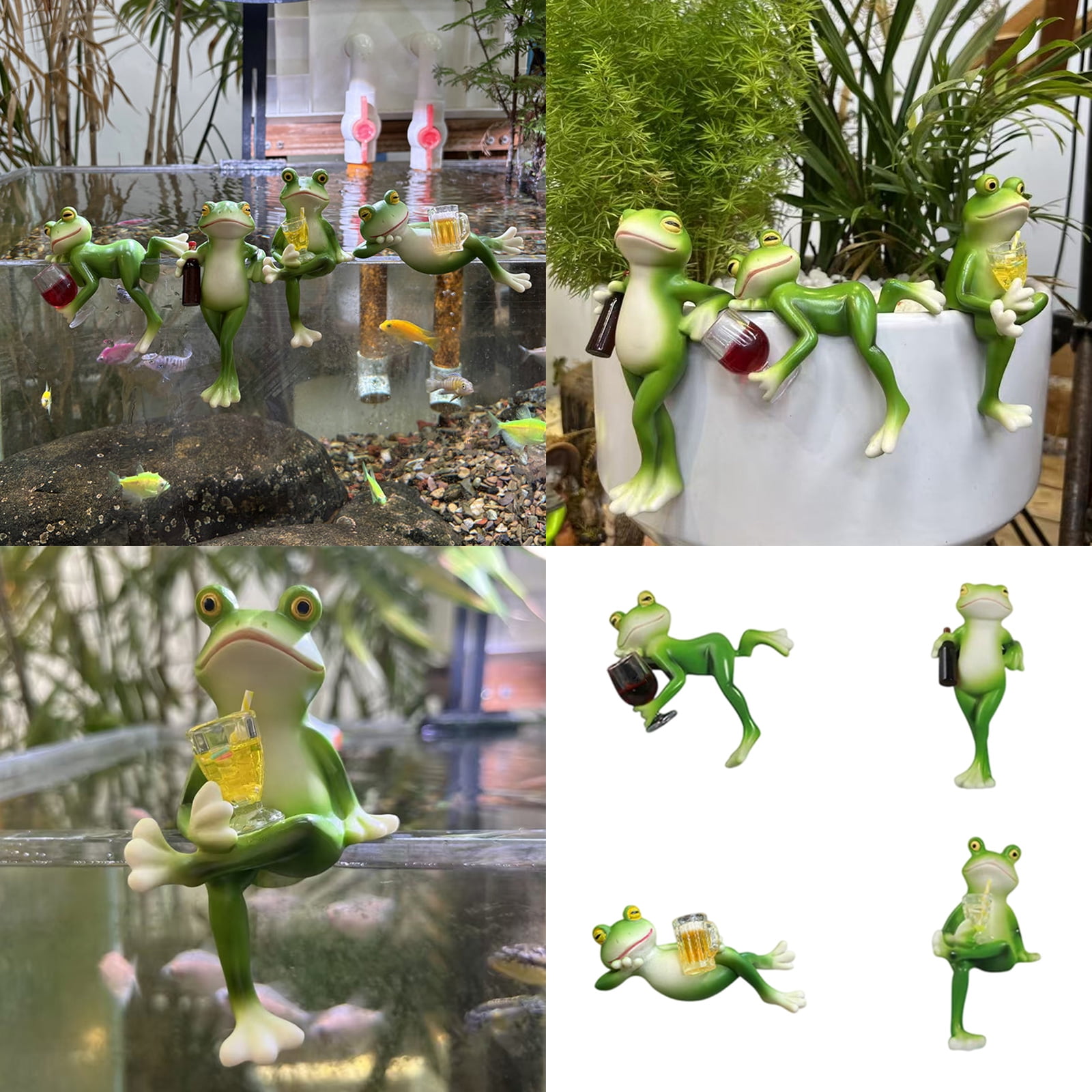 Tipsy Frogs Figurines Flower Pots Huggers Frogs Sculptures Outdoor Garden Statue Plant Pots Decorations Gift