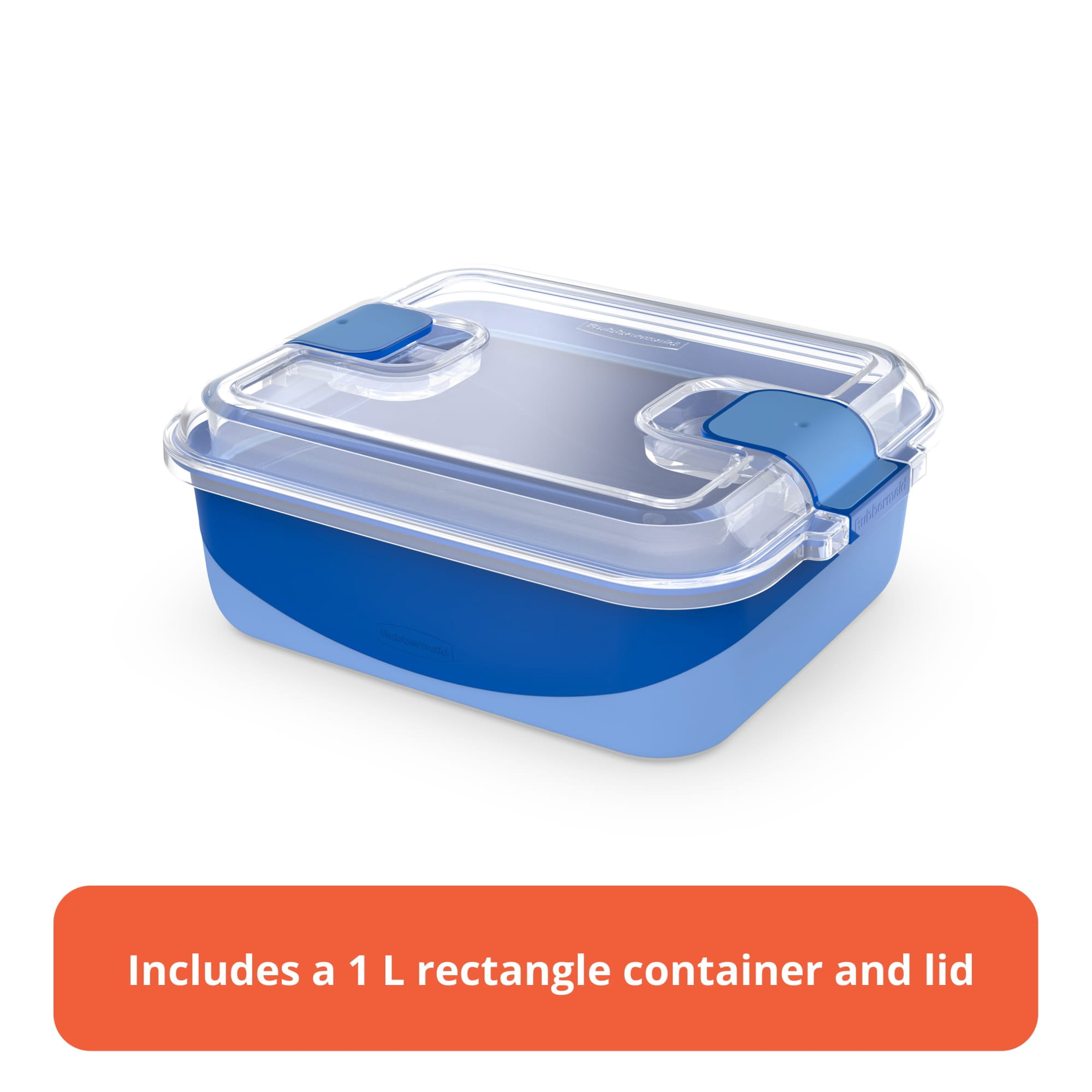 Rubbermaid Pack & Go 1 L Rectangle Microwaveable Container, 100% Leakproof Meal Prep Container, Dishwasher-Safe and Microwave-Safe
