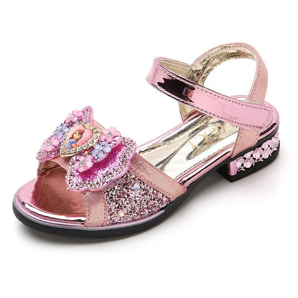 Sandalias de tacón alto para niñas de Disney, nuevos zapatos de princesa frozen elsa, zapatos de tacón alto para niñas pequeñas, Aisha show shoes26-Insole 16,2 cm Gao Jinjia LED
