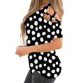 thumbnail image 3 of Women's Summer Shirts Short Sleeve Tunic Strappy Cold Shoulder Tops Polka Dolt Pullover Fashion Casual Blouses (M, Black), 3 of 6