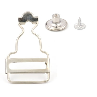 Fenggtonqii Gourd Dungaree Suspender Buckles Adjuster with No-Sew Buttons, 1'' Wide Bottom, for Garment DIY, Silver 4 Sets