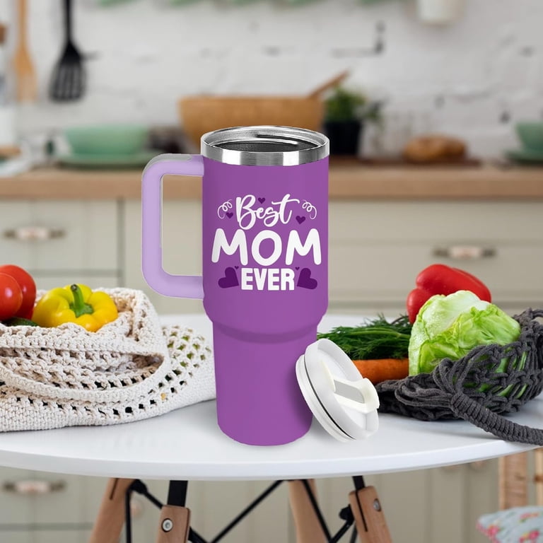Best Mom Ever Cups 40Oz with Handle, Mom Birthday Gifts, Best Mom Ever Gifts, Gifts for Mom from Daughter Son, Best Mom Coffee Travel Mug, Christmas