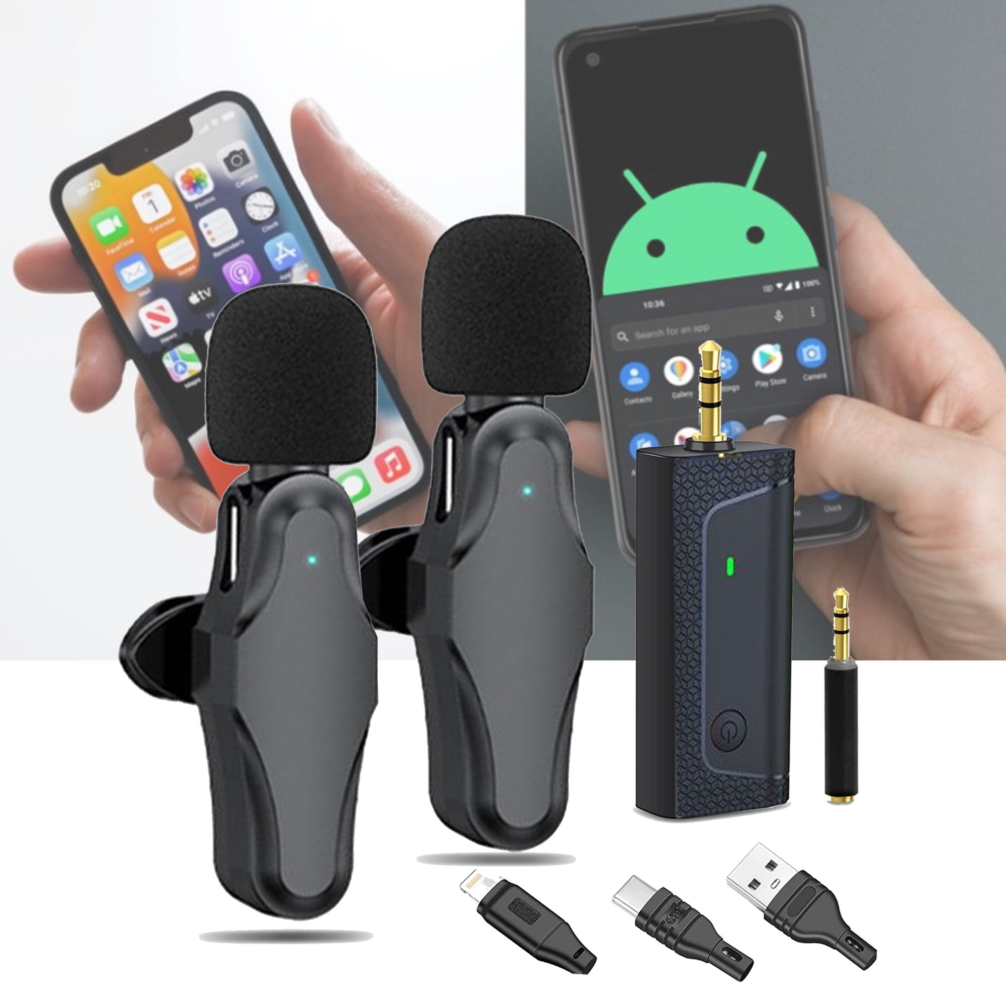 Vidpro Dual Wireless Microphone System for iPhone & Android Smartphones