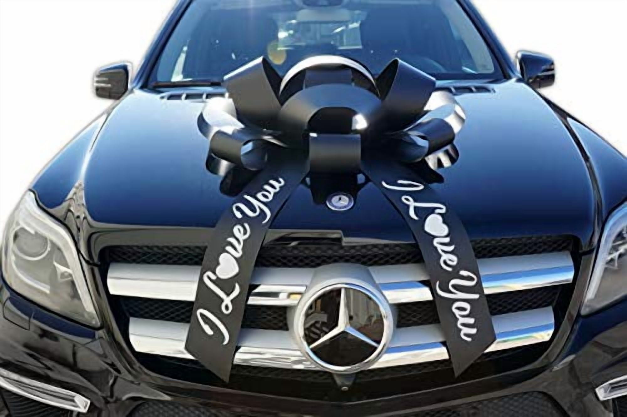CarBowz Big Car Bow, I Love You, Giant 30" Bow, Non Scratch Magnet, Weather Resistant Vinyl (Black)
