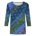 thumbnail image 4 of Utoimkio Clearance Women's 3/4 Sleeve Tops 2024 Floral Print Shirt Crewneck Tops Loose Fit Casual Blouses for Women, 4 of 4