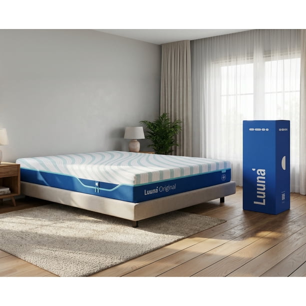 Colchón King Size Luuna Original Firme Cooling Tech, con 8 Tecnologías, Colchón Memory Foam, Colchones de Espuma, Colchón en Caja King Size, Hecho en México blanco King Size
