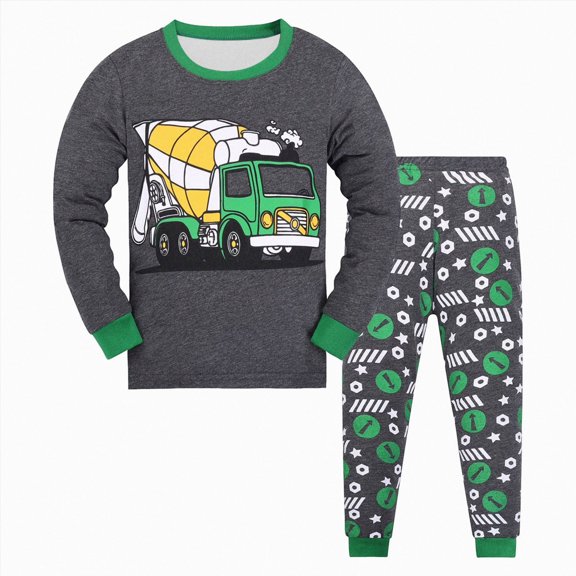Gubotare Toddler Boys Girls Cotton Pajamas Set Kids Print jammies Toddler Winter Solid Color Cute Print Long Sleeved Home Wear Baby Clothes Suit Dark Green,Size 5-6 Years