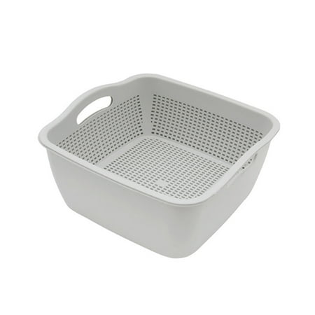 

HoMD Washing Basin Thickened Large Capacity Widely Used Heighten Portable Handles Quick Drainage Kitchen Gadget Double Layer Fruits Vegetable Drain Basket for Kitchen