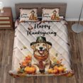 thumbnail image 2 of Happy Thanksgiving Golden Retriever Welcome Thankful Fall Autumn Pumpkin Quilt Bedding Set Goldens Dog Lover Gifts Idea 1 Blanket Bed Cover 2 Pillowcases - 02021, 2 of 5