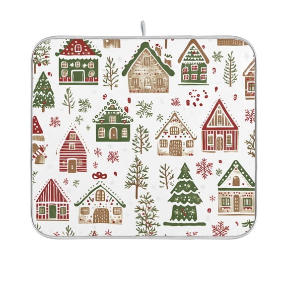 Yayeee Dish Drying Mat for Kitchen Counter 16"x18" Microfiber Absorbent Pad, Brown Christmas House