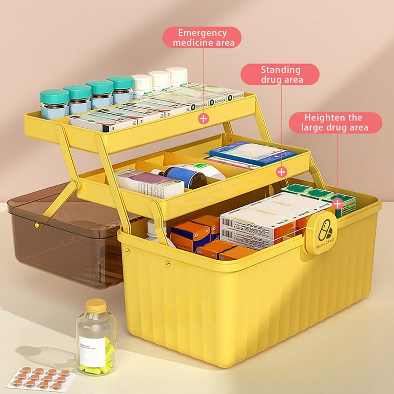Alipis 1PC portable medicine organizer empty bin organizer emergency  medicine cabinet medicine case storage container multi-layer case household  child