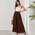 thumbnail image 6 of Gaukiv Womens Chiffon Wide Leg Pants Flowy Sheer Overlay Casual Trousers Brown M, 6 of 6