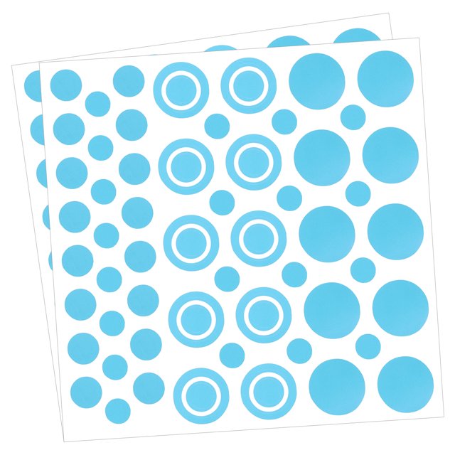 Uxcell Etiqueta de pared redonda PVC autoadhesiva con puntos, azul claro, 132 piezas (2 hojas)