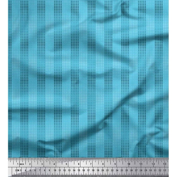 Soimoi Cotton Voile Fabric Dot & Stripe Printed Fabric 1 Yard 42 Inch Wide