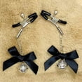 thumbnail image 2 of Abrazaderas para pezones con lazo, campanas, placer sexual, cadena ajustable sin perforación, Clip para pezón, joyería, abrazaderas para senos con bolsa de terciopelo, negro ER, 2 of 3