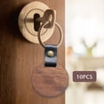 thumbnail image 1 of 10 Uds. De llaveros de madera en blanco de cuero PU, regalos DIY, accesorios ligeros grabados Redondo perfke Llavero, 1 of 9