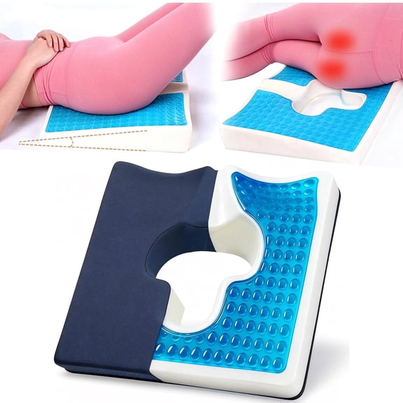Hskeji Gel Wheelchair Seat Cushion for Pressure Relief, Ergonomic Memory Foam Butt Cushion for Sciatica Coccyx Pain, Long Sitting Office Chair Pad for Elderly Seniors