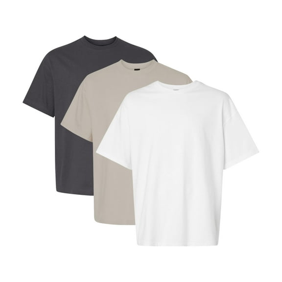 Crown Craze® Unisex Beefy-T Retro Street Bulk T-Shirt, 100% Ring-Spun Cotton Assorted Short Sleeve Crewneck Tee (Bright Color 3 Pack, L)