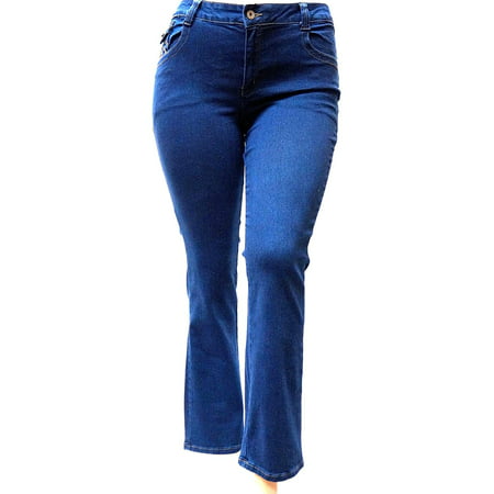 Jack David Womens Plus Size Navy Blue Denim Jeans Pants Curvy Stretch Relaxed