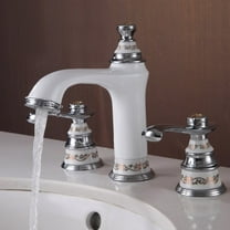 Juno Widespread White Painted Three Hole Bathroom Tap Sink Faucet