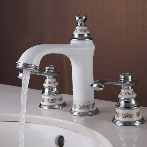 Juno Widespread White Painted Three Hole Bathroom Tap Sink Faucet