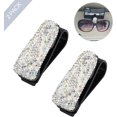 thumbnail image 1 of Soporte para gafas de sol para visera de coche, paquete de 2, soporte para gafas con clip para colgar, soporte para gafas para coche con cristales brillantes y clip para tarjetas y billetes, 1 of 8