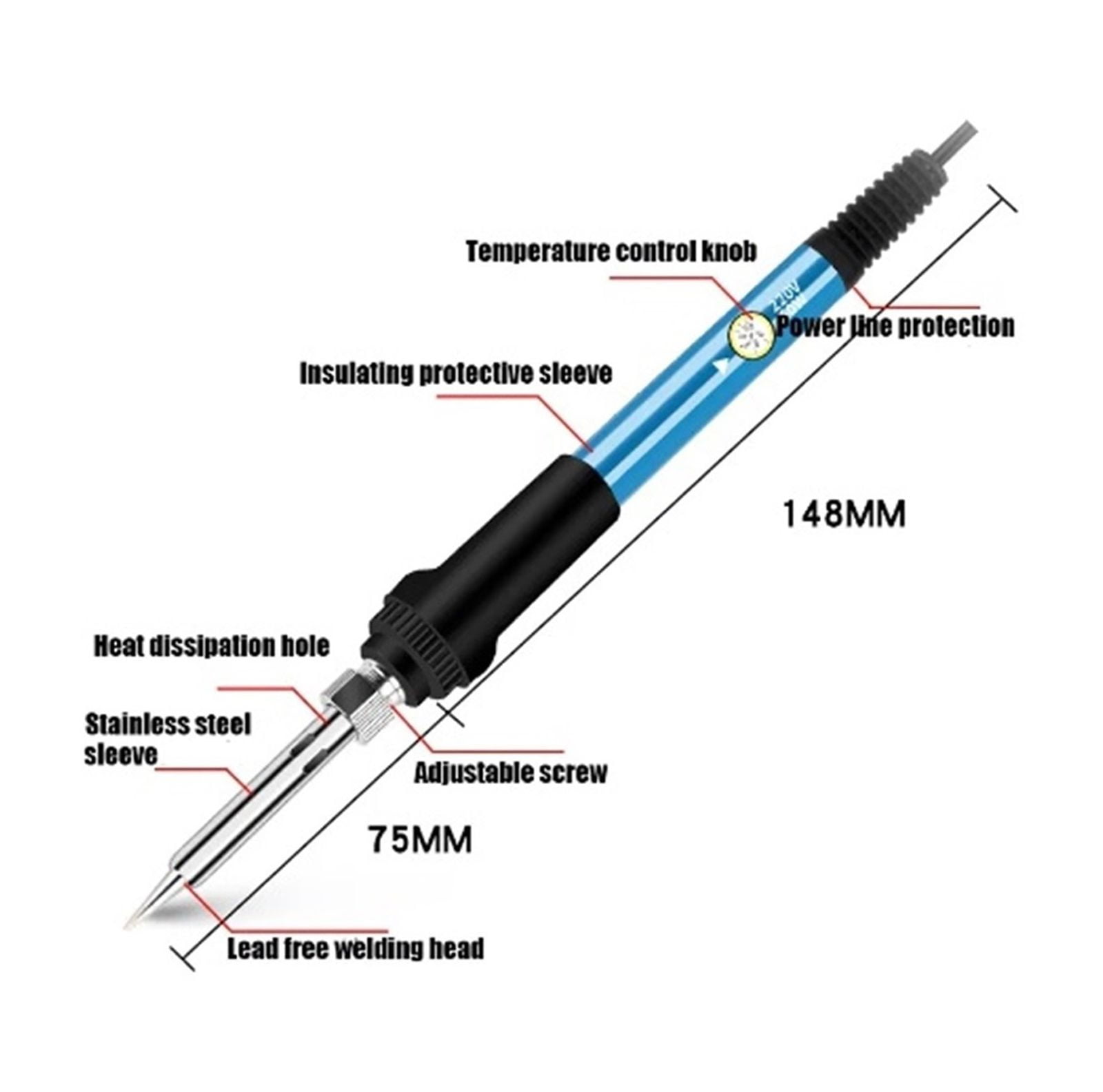 15PCS Electric Solder Iron Temperature Adjustable, Soldering Iron Rework Station Kit Handle Heat Pencil, Welding Repair Tools